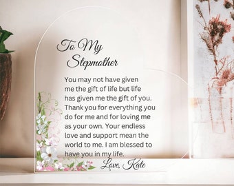 Stepmom Gift: Heart Acrylic Plaque, Mother's Day Present