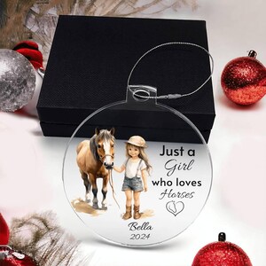 Horse Ornament Personalized, Girl Horse Christmas Ornament Gift, Riding a Horse Rider Christmas Ornament, Custom Names Horse Lover Gift