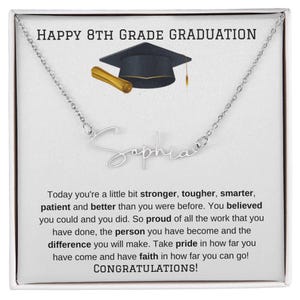 8th Grade Graduation Necklace for Girls, Elementary School Graduation Gift Ideas, Junior Gift for Grad, Personalized Graduation Jewelry