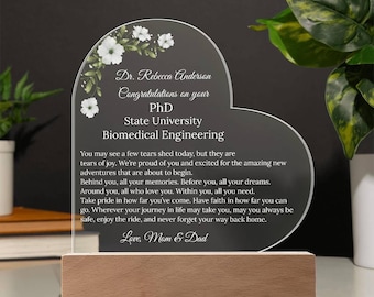 Personalized Phd Graduation Acrylic Plaque, Custom Phd Graduate Gift, New Phd Desk Decor, Phd Grad Desk Sign, Custom Phd Graduate Gift, 2025