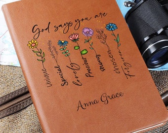 Personalized Prayer Journal For Women, Positive Affirmations Journal, Christian Gift Journal, God Says You Are, Religious Gift for Girls