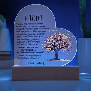 Placa para o Dia das Mães, Presentes personalizados para a mãe, Feliz Dia das Mães, Presente exclusivo e personalizado, Acrílico em formato de coração, Presentes de Natal para a mãe