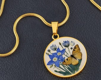 Personalized Floral Necklace Gift for Women, July Birth month flower pendant, Birthday Gift for Her