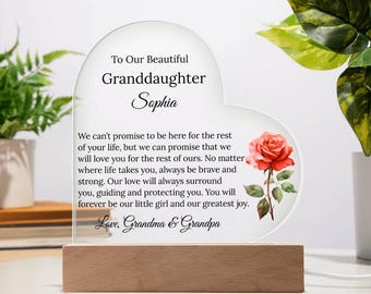 Personalisierte Geburtsblume Acrylplakette für Enkelin, Enkelin-Geburtstagsgeschenk, Sentimentalweihnachtsgeschenk von der Großmutter