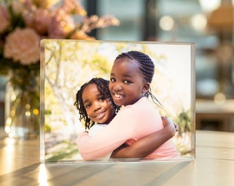Custom Acrylic Glass Photo Block, Personalized Picture Frame, Family Photo Gift, Personalized Photo Present, Picture Gifts, Anniversary Gift