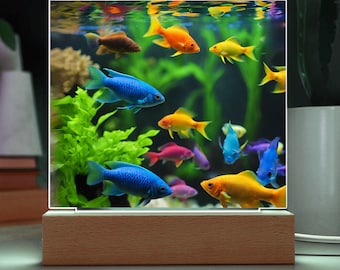 Goldfish Acrylic Aquarium LED Nightlight, Fish Desk Decor, Goldfish Kids Nightlight, Housewarming Gift, Kids Christmas Gift, Nursery Light