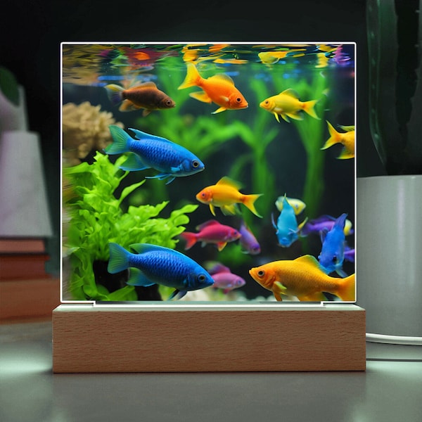 Goldfish Acrylic Aquarium LED Nightlight, Fish Desk Decor, Goldfish Kids Nightlight, Housewarming Gift, Kids Christmas Gift, Nursery Light