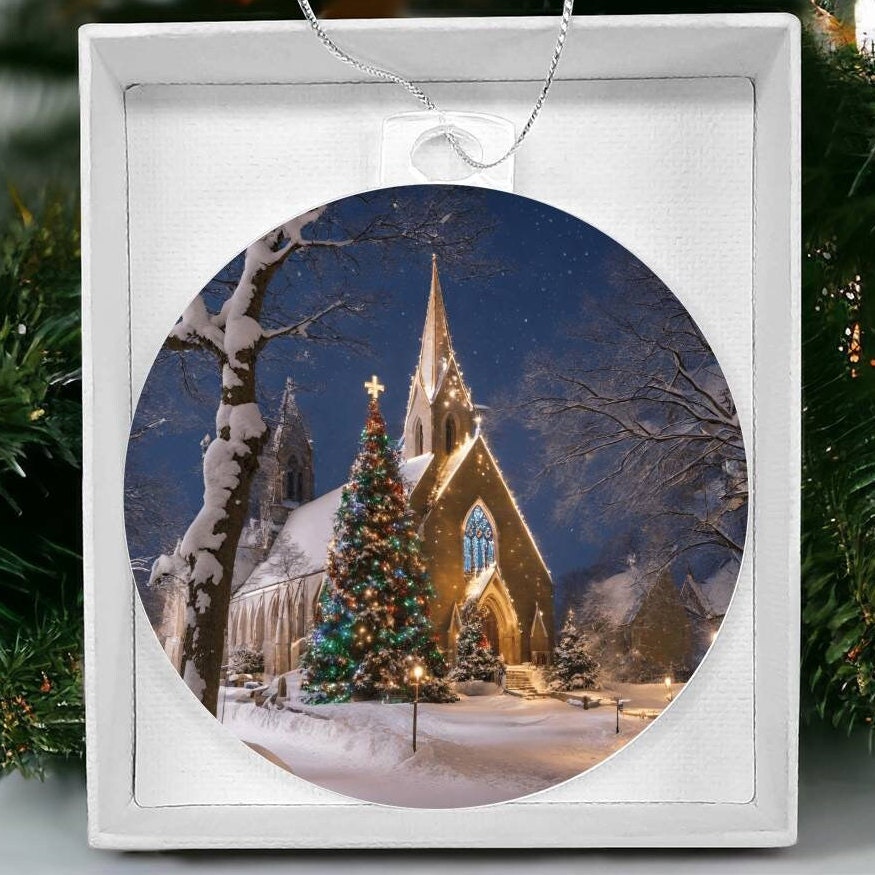 Snow Covered Church Christmas Ornament Gift Exchange Gift Etsy