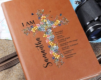 Personalized Prayer Journal, Christian Gift, God Says I am Positive Affirmations Notebook, Graduation Christmas Baptism Birthday Gift