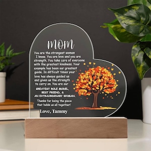 Mother&#39;s Day Plaque, Personalized Gifts For Mom, Happy Mothers Day, Custom Unique Gift, Heart Shaped Acrylic, Christmas Gifts for mom mother
