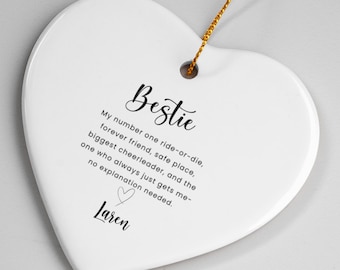 Best Friend Gift Personalized Ornament, Friendship gifts, Bestie Birthday gift Christmas gift for friend, Ceramic Heart , 2025 Ornaments