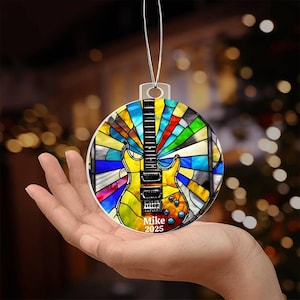 Electric Guitar Acrylic Christmas Ornament, Guitar Lover Gift, Personalized Gift for Musicians, Guitarist Christmas Gift, Gift for Him