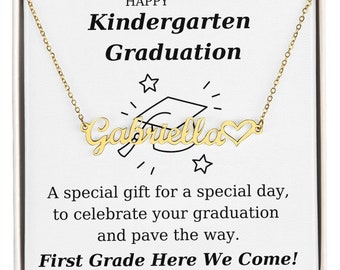 Graduación de jardín de infantes, regalo de graduación de jardín de infantes para graduados de jardín de infantes, collar con nombre personalizado para niña, collar de graduación de jardín de infantes