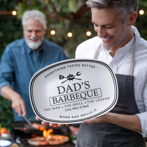 Dads Grilling Plate BBQ Platter, Personalized Fathers Day Gift from Kids, Grill Gifts, BBQ Custom Platter, Daddy&#39;s Grilling Plate