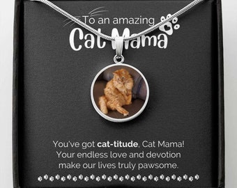 Personalized Pet Photo Necklace, Pet Memorial Gift, Custom Cat Photo Necklace, Personalized Cat Necklace, Cat Gifts, Cat Mom, Photo Pendant