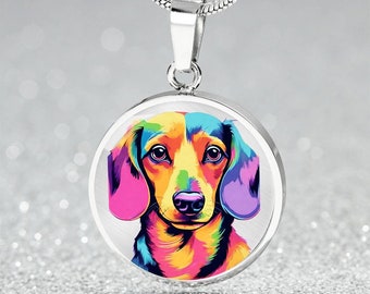 Watercolor Dachsund Weiner Dog Necklace or Bangle Charm Bracelet, Gift for Dog Lover, Dog Mom Gift, Dachsund Lover Birthday Christmas Gift