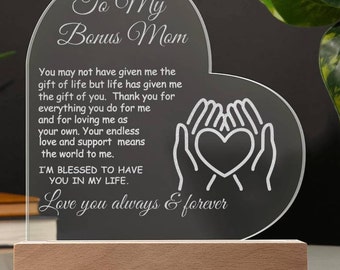 Mothers day gifts for stepmom, Gift for bonus mom, Christmas Gifts for bonus mom, stepmom birthday, personalized gift, new step mom, heart