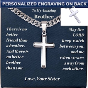 Gifts for brother,  Groom Gift from Sister, Brother Wedding Day Gift, Personalized Cross, Christian jewelry, Religious, Christmas Present