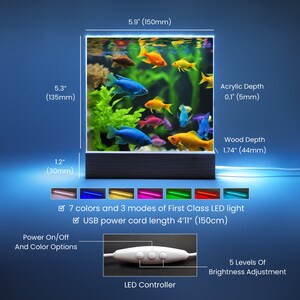 Goldfish Acrylic Aquarium LED Nightlight, Fish Desk Decor, Goldfish ...