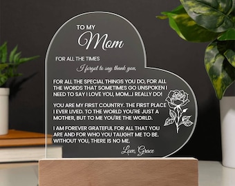 Heart Plaque For Mom From Daughter Son, Birthday Gift, Christmas Gift For Mom, Mother's Day Gift, Custom Mom Gift, To My Mom, Mom Keepsake