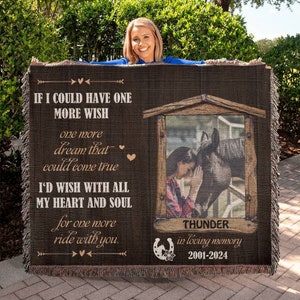 Horse Memorial Woven Blanket: Custom Photo Keepsake