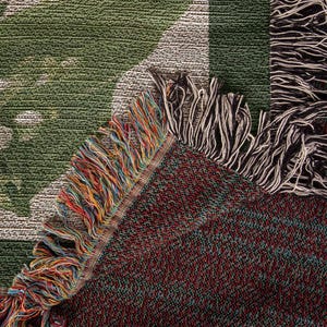 Mothers Day Gift, May Birth Flower Blanket Lily of the Valley, Woven Cotton Throw Blanket, Grandma Blanket, Floral Wall Tapestry image 5
