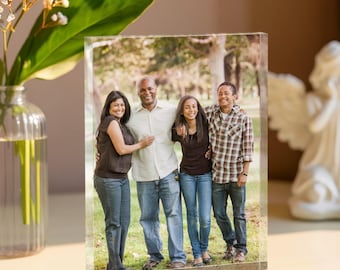Custom Photo Gift Glass Photo Block, Personalized Picture Keepsake for Anniversary, Birthday or Memorial