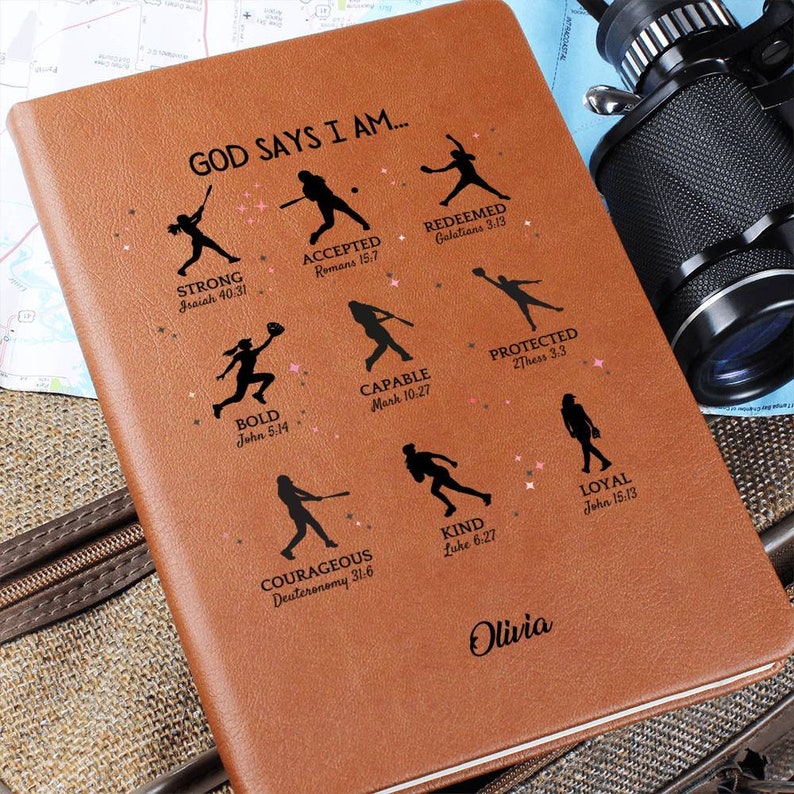 Gift for Softball player, Softball Team Gifts, Graduation Gift for Softball Player, Bulk Gift, Senior Night, Bible Verse Affirmation Journal image 9