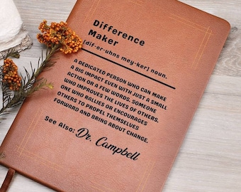 Personalized Vegan Leather Journal: Difference Maker Gift