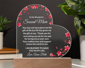 Gifts for second mom, Bonus mom gifts, Unbiological mom gifts, Gift ideas for someone like a mom, Step mom gift, Bonus mom LED acrylic sign
