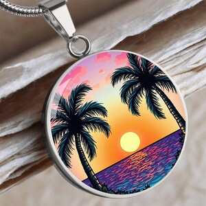 14k Solid Gold Palm Tree Necklace , Personalized Florida