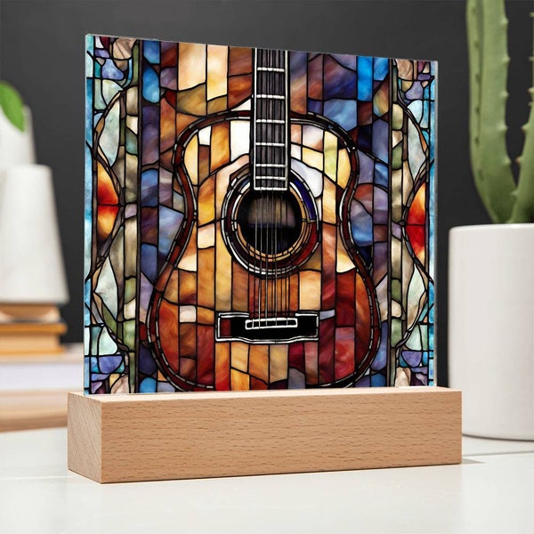 Acrylic Guitar Stained Glass Acrylic Plaque, Guitar Nightlight, Guitar Lover Gift, Guitar Player Gift, Guitar Picture Plaque