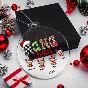 Personalized Nana Ornament, Custom Grandkids Names Christmas Gift for Nana, Grandma Claus Acrylic Ornament, Holiday Gift image 5
