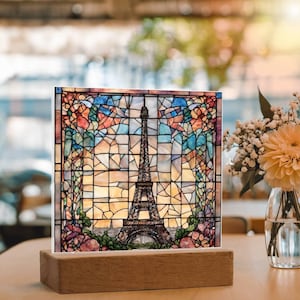 Eiffelturm Paris Frankreich Dekor, LED Acryl Schild, Geschenk für Reisende, Wohnkultur, Pariser Raumdekor, Blumenraumdekor, Pariser Wandkunst
