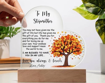 Personalized Stepmother Acrylic Heart Plaque: Bonus Mom Gift