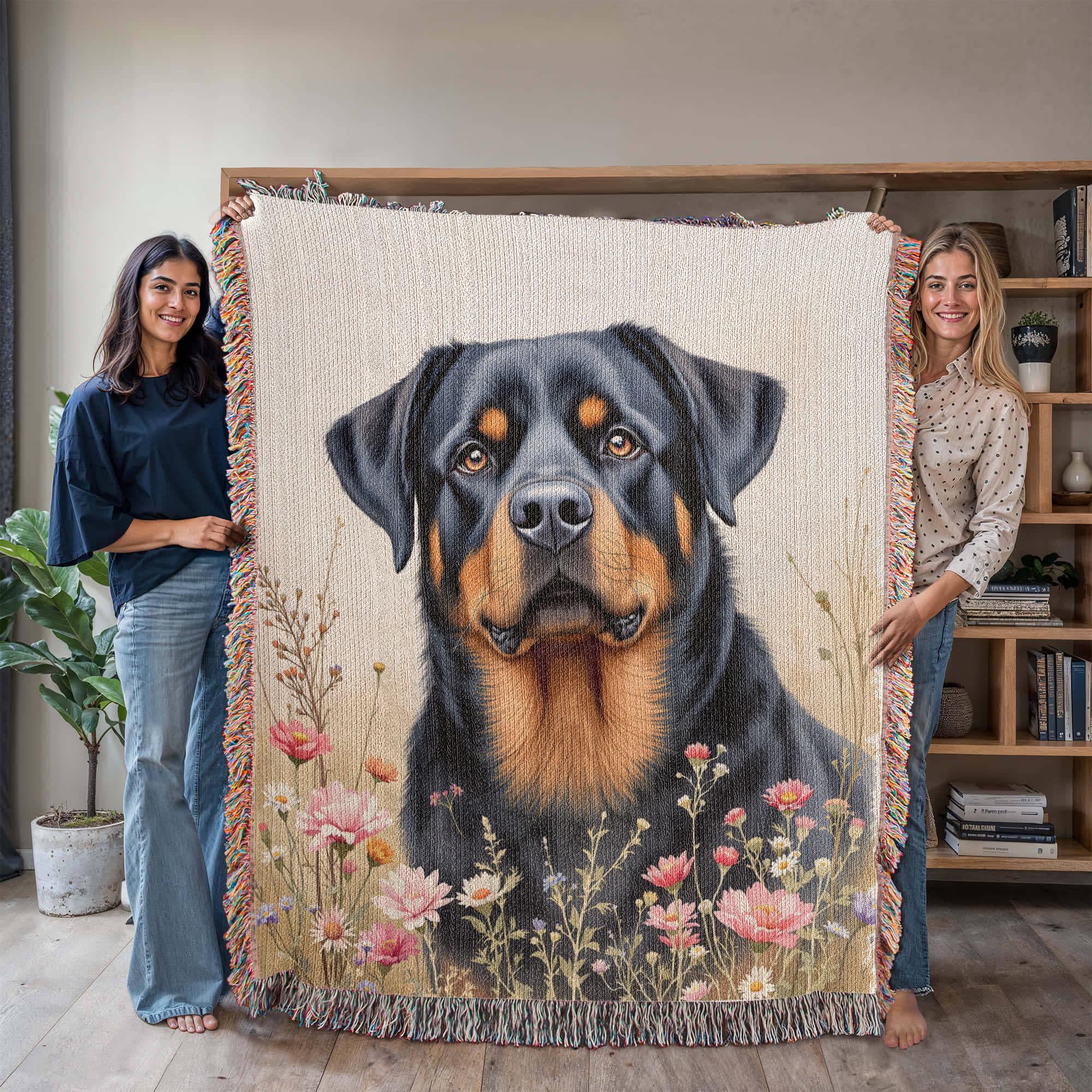 Rottweiler Woven Tapestry Throw Blanket – Tom Weigand Design – 100% Cotton