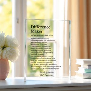 Personalized Difference Maker Acrylic Plaque, Leaving Thank You Employee Gift for Teacher Appreciation Coworker
