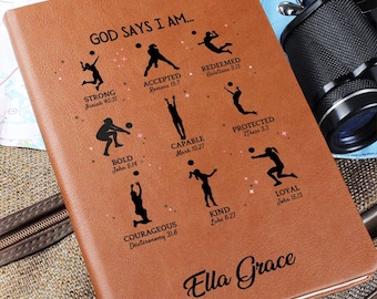 Personalized Volleyball Journal: Christian Vegan Leather Notebook