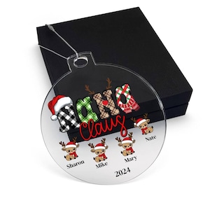 Personalized Nana Ornament, Custom Grandkids Names Christmas Gift for Nana, Grandma Claus Acrylic Ornament, Holiday Gift image 9