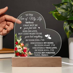 Personalized Gift for Wife, Valentines Day, Anniversary, Birthday, gift for husband, Heart acrylic Plaque, Boyfriend Girlfriend, Soulmate