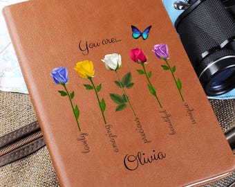 Personalisiertes Leder Journal, Affirmation Notizbuch, Geschenk für Mama, Vegan Leder Tagebuch, Benutzerdefinierte Name Journal, Inspirational Journal, Gott sagt