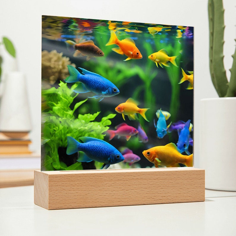 Goldfish Acrylic Aquarium LED Nightlight, Fish Desk Decor, Goldfish ...