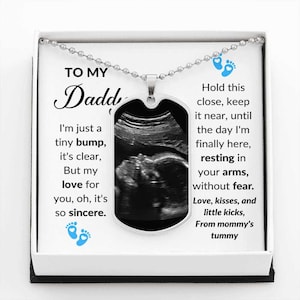 Personalized Ultrasound Dog Tag Necklace, Sonogram Picture Gift, Father Dad To Be Gift, Pregnancy Gift, Expecting Gifts, Baby Boy, Christmas