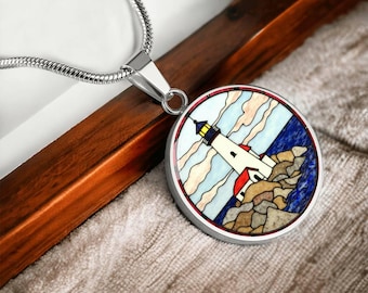 Lighthouse Necklace: 18k Gold Nautical Pendant, Coastal Jewelry