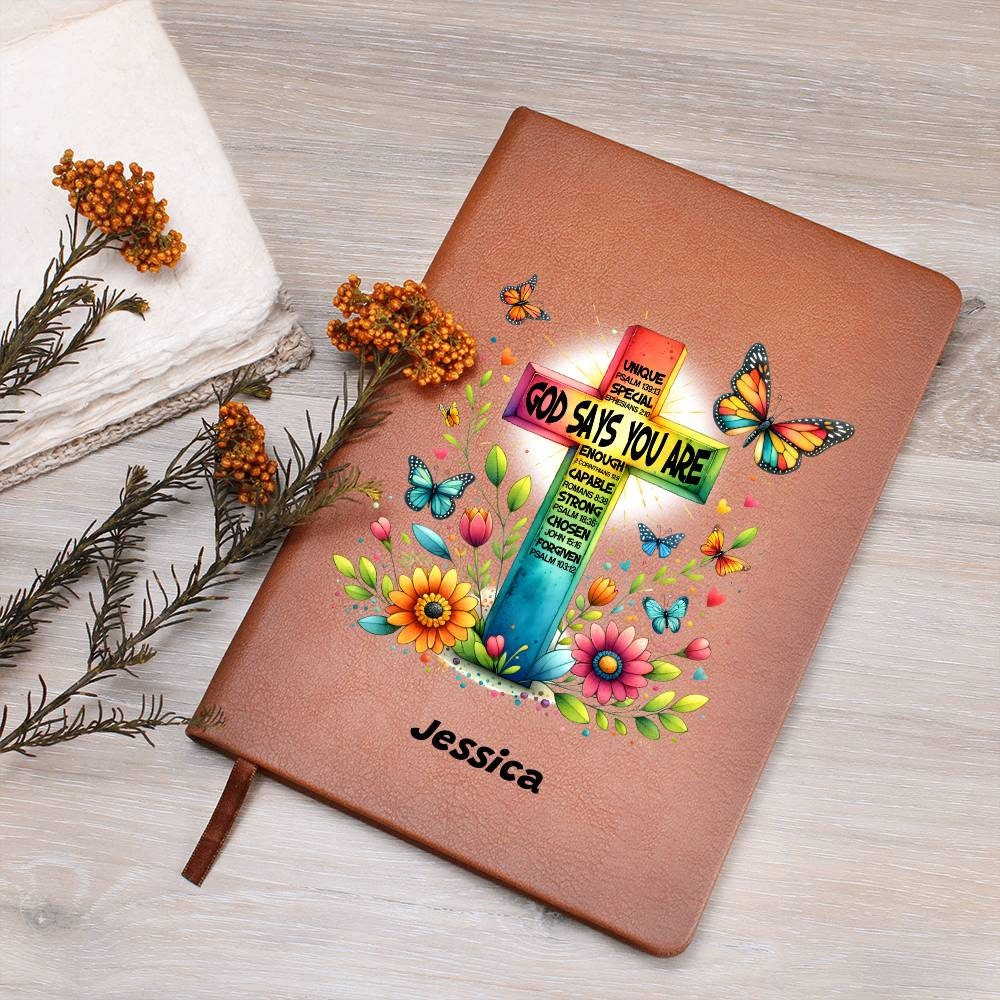 Personalized Prayer Journal For Women, Positive Affirmations Journal, Christian Gift Journal, God Says You Are, Religious Gift for Girls