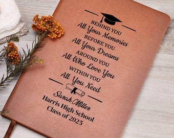 Personalized Graduation Gift Journal, Custom Name Notebook, Vegan Leather Journal, Graduate Gift Class of 2026, Niece Graduation