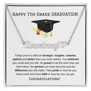 7th Grade Graduation Heart Name Necklace