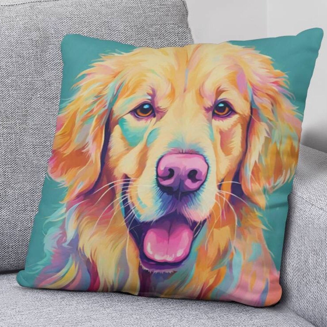 Smiling Golden Retriever Quilted Pillow Case NCU0HNH981