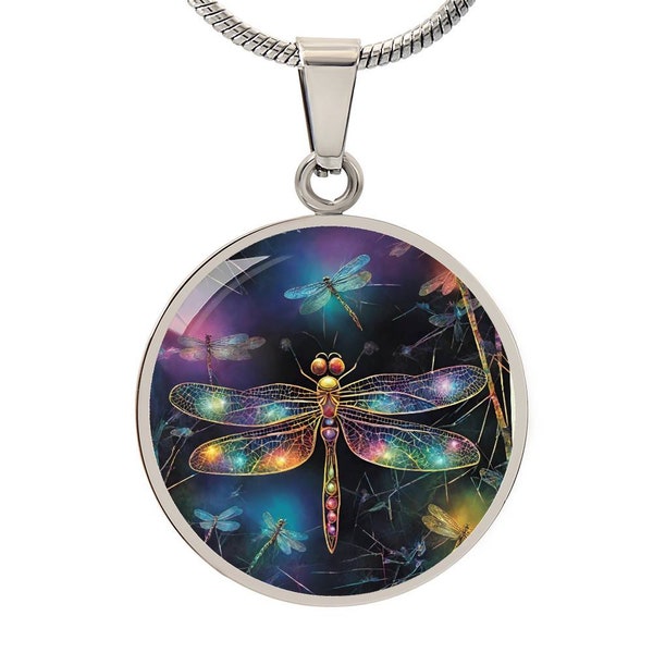 Dragonfly Necklace, Dragonfly Jewelry, Engraved Pendant Necklace, Dragonflies Gift,