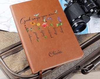 Personalized Prayer Journal For Women, Positive Affirmations Journal, Christian Gift Journal, God Says You Are, Religious Gift for Girls